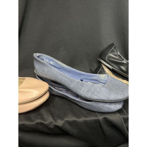 Lot 3 pr Woman's, Time and Tru, Usa size 9.5 flats. (Pre-Owned) Blue Black pink - Picture 9 of 16